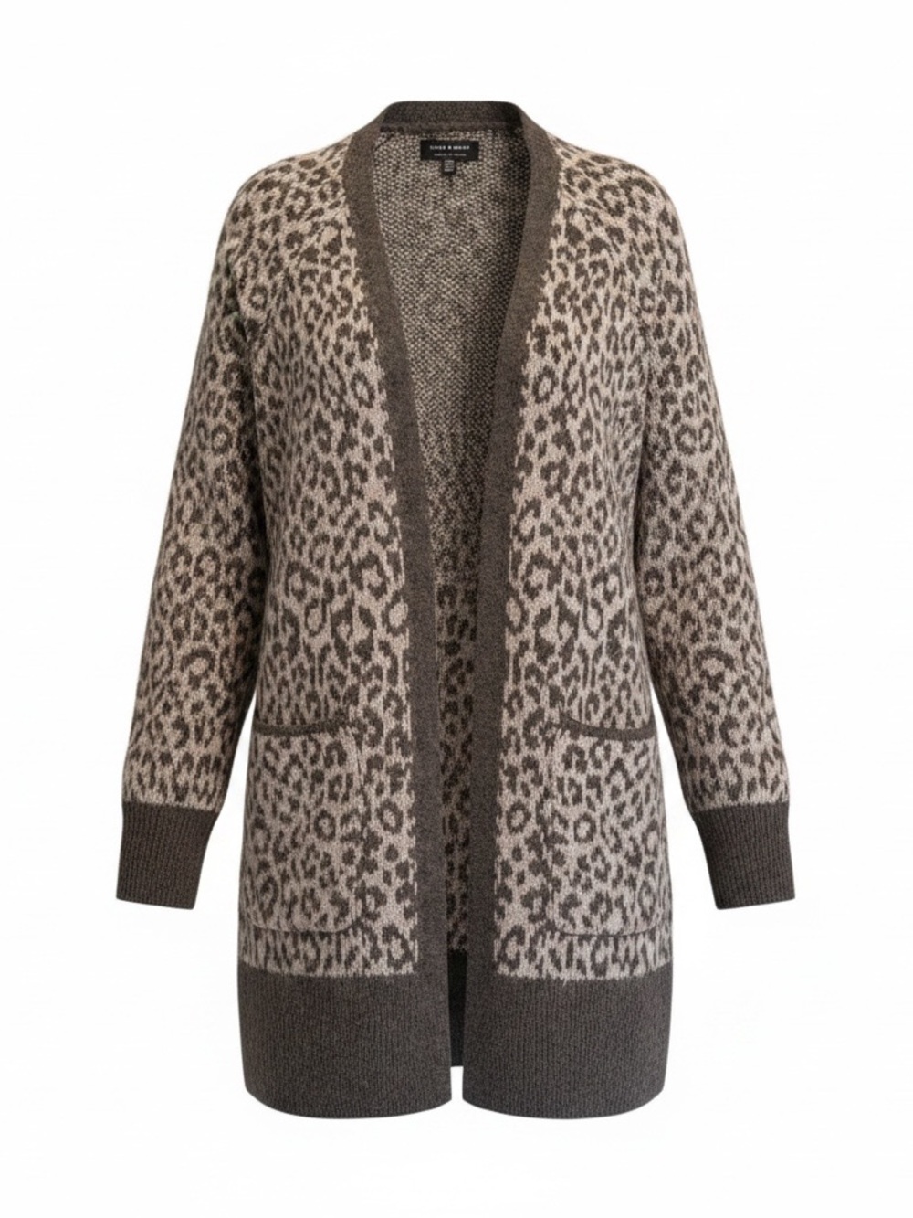 Lucky Brand Animal Print preppy flowy oversized Open Cardigan Sweater Pocket